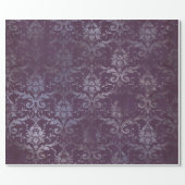 Royal Damask Grunge Purple Plum Floral Gray Blue Wrapping Paper (Flat)