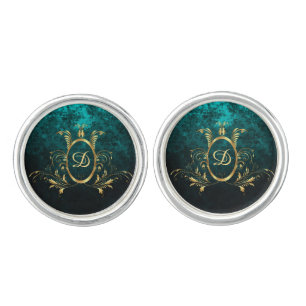 Royal Damask Personalized Turquoise Cufflinks