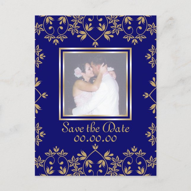 Royal Damask Save The Date Photo Postcards. Announcement Postcard (Front)
