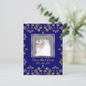 Royal Damask Save The Date Photo Postcards. Announcement Postcard (Standing Front)