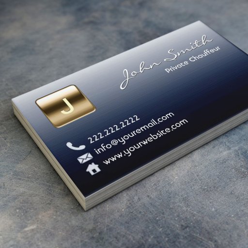 Customizable Royal Dark Metal Private Chauffeur Business Card