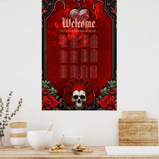 Royal darkness, a gothic heart and skull.  poster (Kitchen)