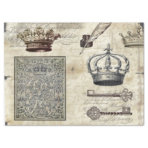 ROYAL DECREE CROWN AND KEY VINTAGE TISSUE PAPER