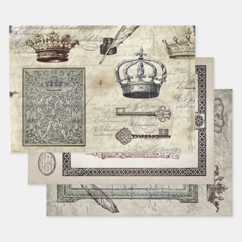 ROYAL DECREE EPHEMERA HEAVY WEIGHT DECOUAPAGE WRAPPING PAPER SHEETS