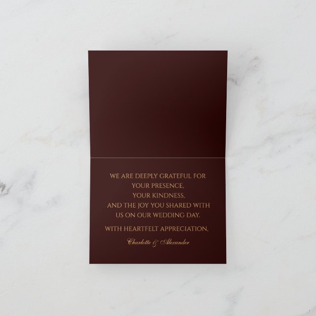 Royal Deep Burgundy folded thank you card (Inside)