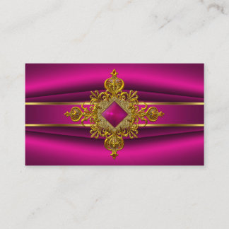 Royal Deep Pink Elegant Gold Rich Ornate Jewel Business Card