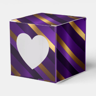 Royal Deep Purple and Gold Striped Favor Boxes