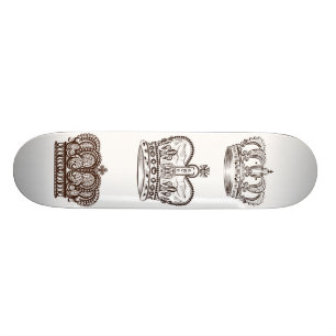 Royal design with crown in vintage style skateboard deck