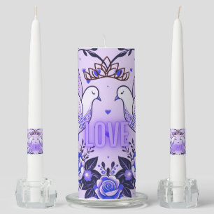 Royal Doves of Love Unity Candle Set