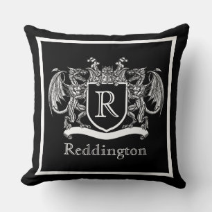 Royal Dragon Crest Throw Pillow