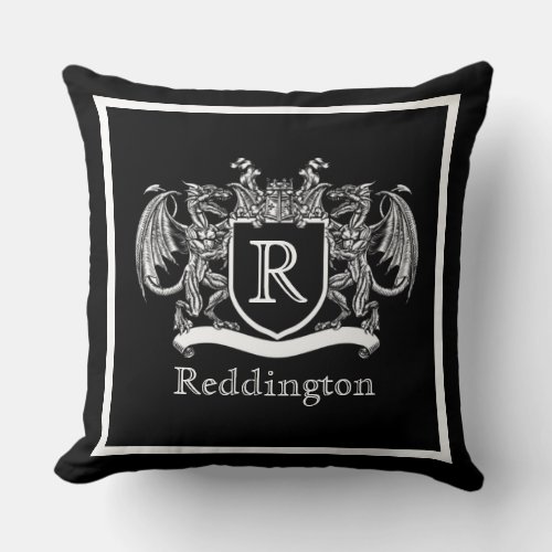 Royal Dragon Crest Throw Pillow