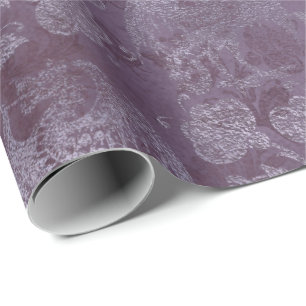 Royal Dragon Violet Script Purple Floral Grunge Wrapping Paper