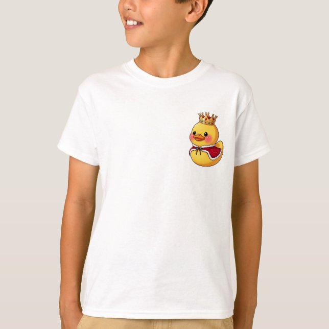 Royal Duck Wearing Crown Cape Kids T-Shirt (Front)