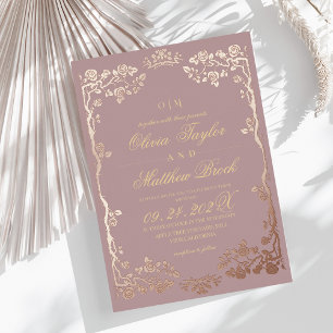 Royal Dusty Rose Gold Foil Floral The Wedding of Invitation