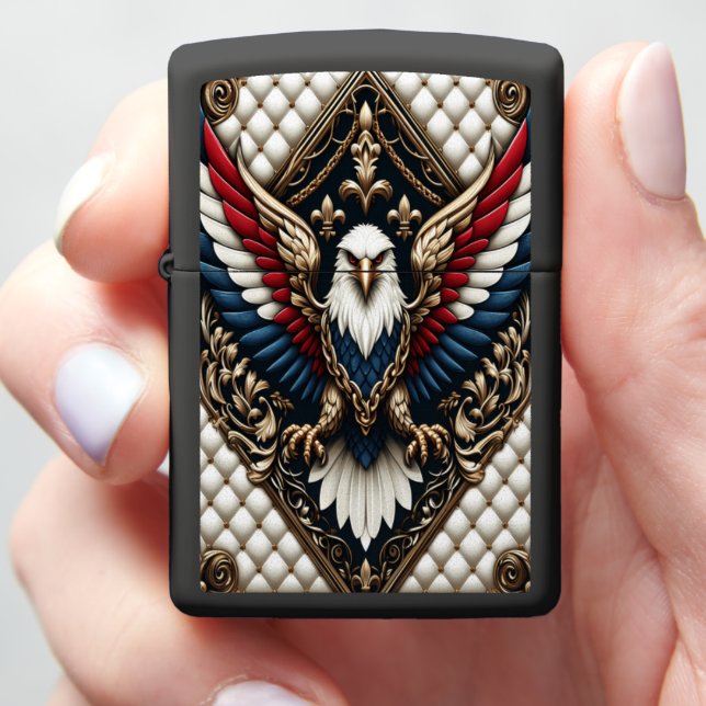 Royal Eagle Leather-Style Patriotic  Zippo Lighter (In Hand)