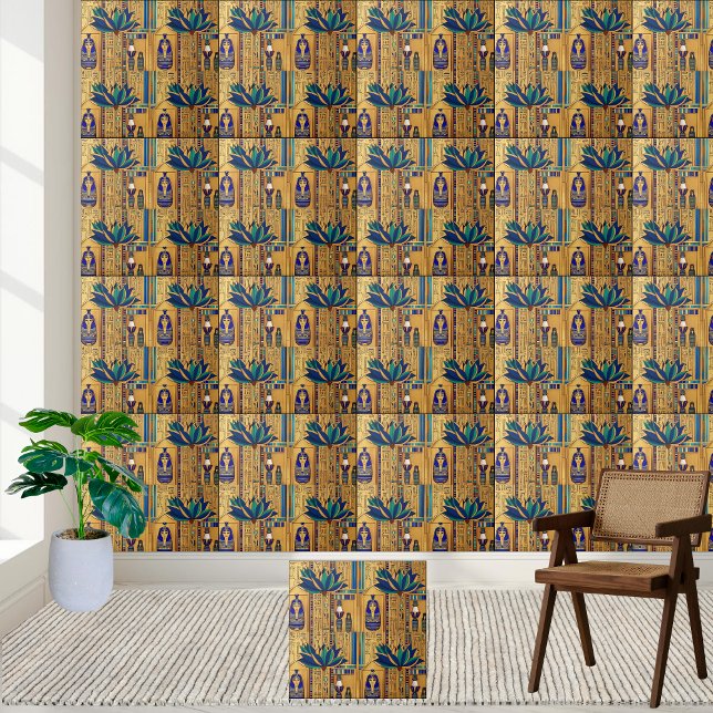 Royal Egypt Aesthetic Lotus and Symbols Tile (Royal Egypt Aesthetic Lotus and Symbols Tile)