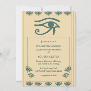 Royal Egyptian Eye of Horus & Lotus Gold Wedding  Invitation