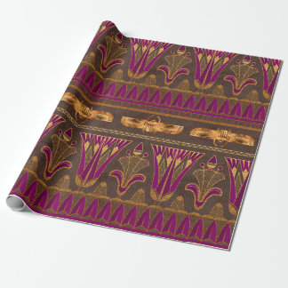 Royal Egyptian Floral and Winged Scarab Motif Wrapping Paper