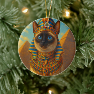 Royal Egyptian Pharaoh Cat in Desert               Ceramic Ornament