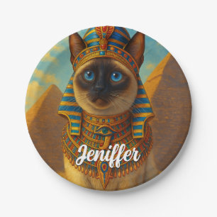 Royal Egyptian Pharaoh Cat in Desert Paper Plates