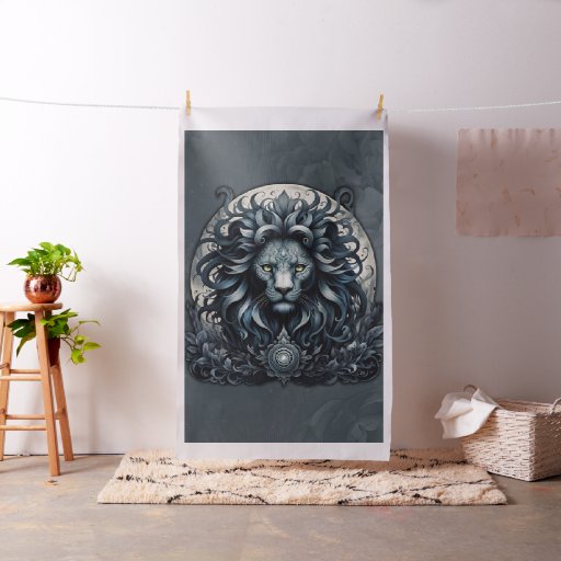 Royal elegance, a majestic gaze ornate lion's head fabric