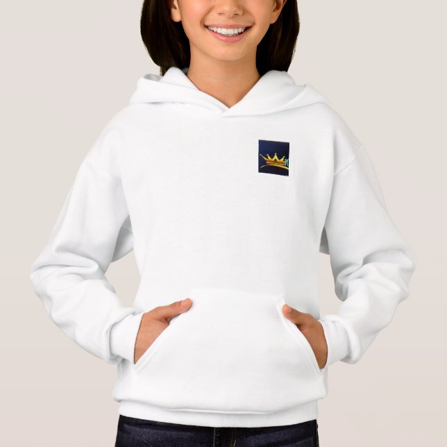 "Royal Elegance: White Hoodi with Crown Hoodie (Front)