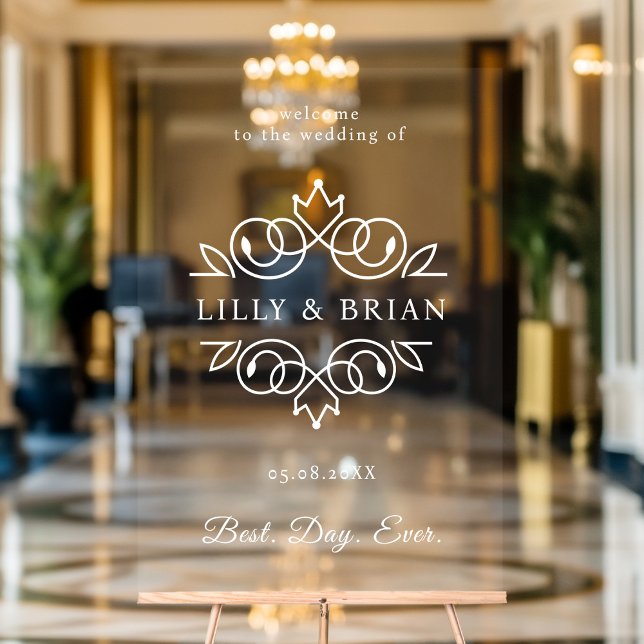 Royal, Elegant, "Best-Day-Ever" Wedding Acrylic Sign (Royal, Elegant, "Best-Day-Ever" Wedding Acrylic Sign with your name and date.)