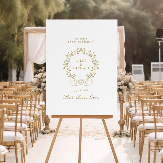 Royal, Elegant, "Best-Day-Ever" Wedding Foam Board (Royal, Elegant, "Best-Day-Ever" White Wedding Foam Board with your name and date.)