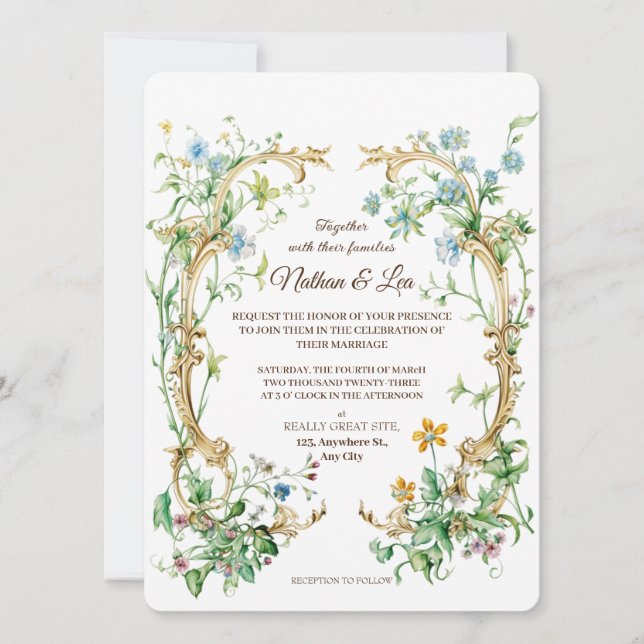 Royal Elegant Botanical Floral Aristocracy Wedding Invitation (Front)