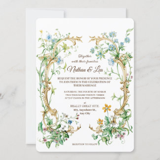 Royal Elegant Botanical Floral Aristocracy Wedding Invitation