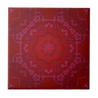 Royal Elegant Classic Luxury Red Damask Pattern Ceramic Tile