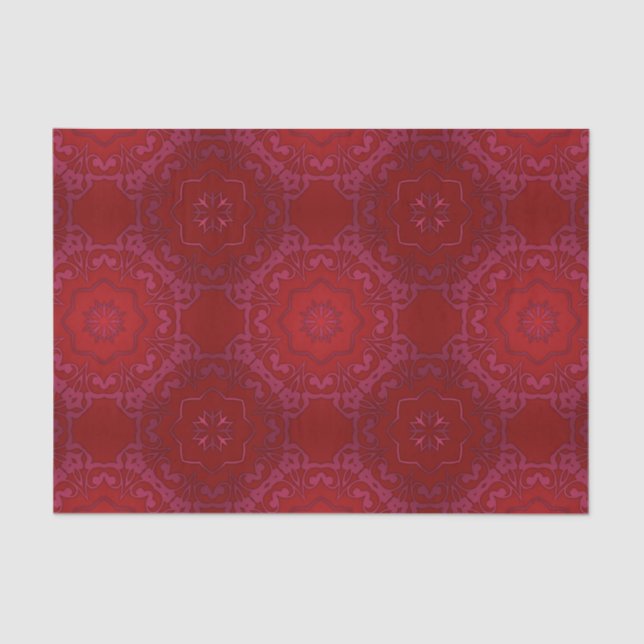 Royal Elegant Classic Luxury Red Damask Pattern Tissue Paper (Front)