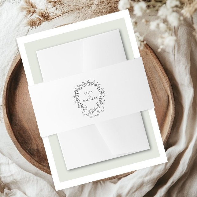 Royal Elegant Crest Wedding Invitation Belly Band (Customer-specific, elegant, royal, crest Wedding Invitation Belly Bands with your name & date. )