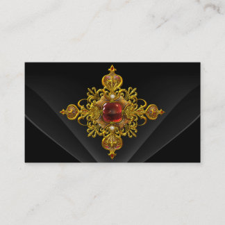 Royal Elegant Gold Rich Red Black Ornate Jewel 2 Business Card