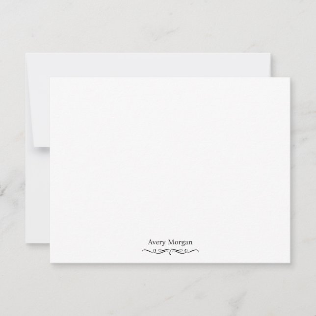 Royal Elegant Luxury Classic Black Personalized Note Card (Front)