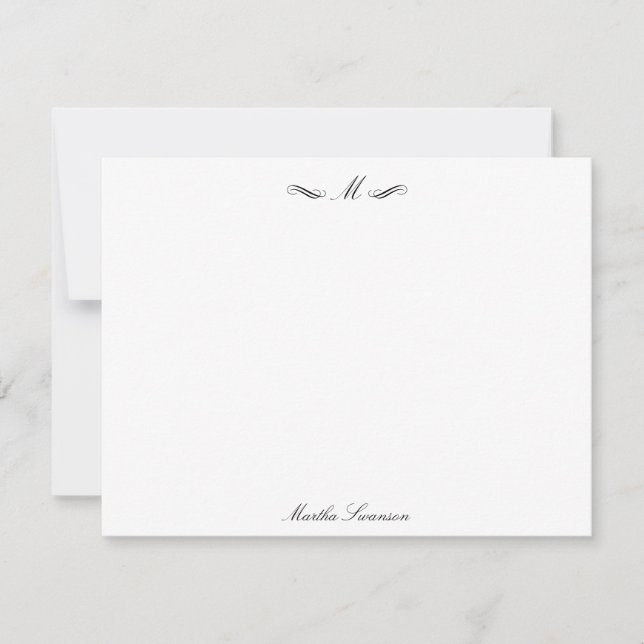 Royal Elegant Luxury Classic Black Personalized Note Card (Front)