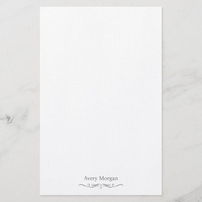 Royal Elegant Luxury Smokey Grey Personalized Stationery (Front)