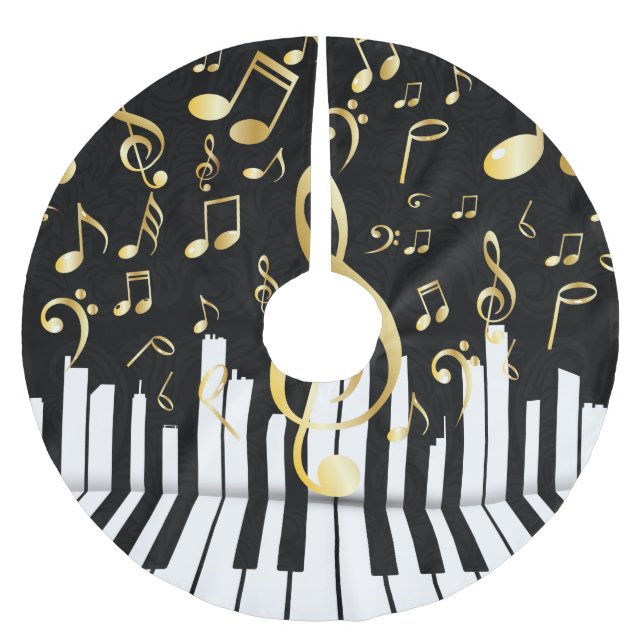 Royal elegant Music Note piano keys Brushed Polyester Tree Skirt (Front)