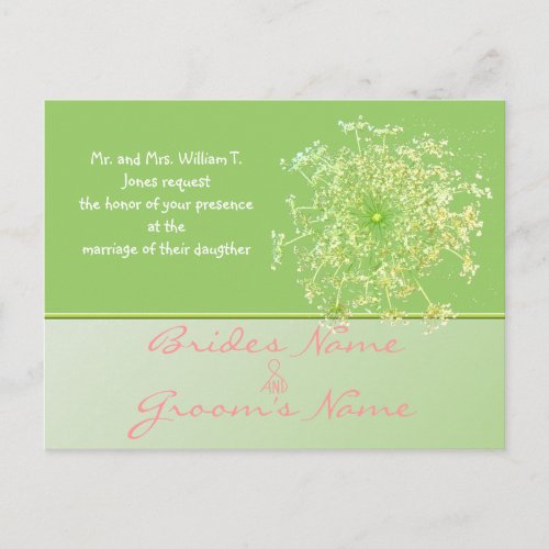 Royal Elegant Pink Queen Annes Lace Wedding Invit Invitation Postcard