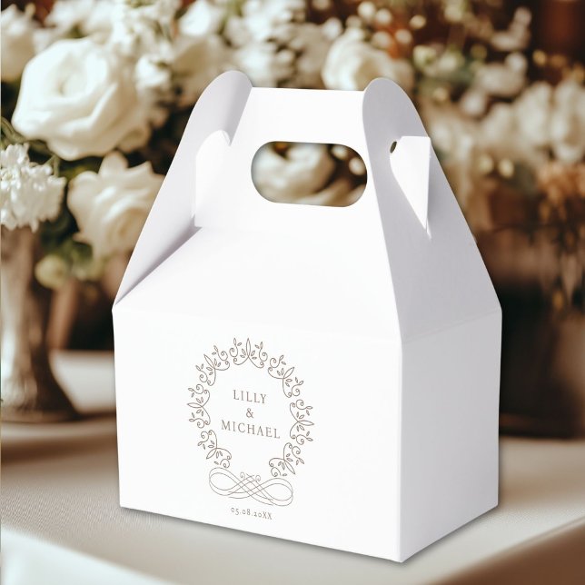 Royal, Elegant,  Wedding Favor Boxes (Customer-specific, elegant, royal, crest Wedding Favor Boxes with your name & date. Just edit your p)