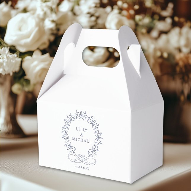 Royal, Elegant,  Wedding Favor Boxes (Customer-specific, elegant, royal, crest, white, Wedding Favor Boxes with your name & date)