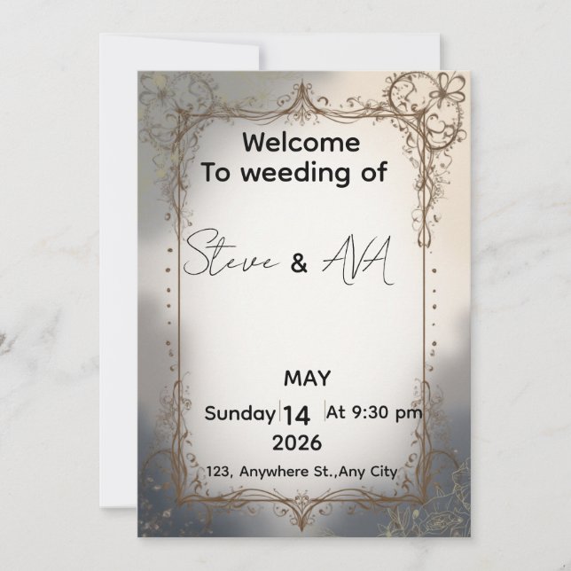 Royal Elegant Wedding Invitation | Luxury Gold & C (Front)
