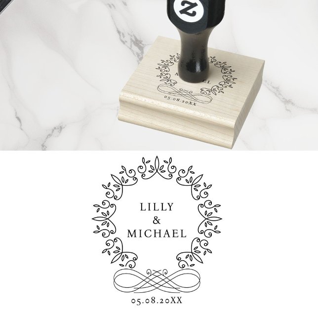 Royal, Elegant, Wedding Rubber Stamp (Royal, Elegant, Wedding Rubber Stamp with your names and date.)