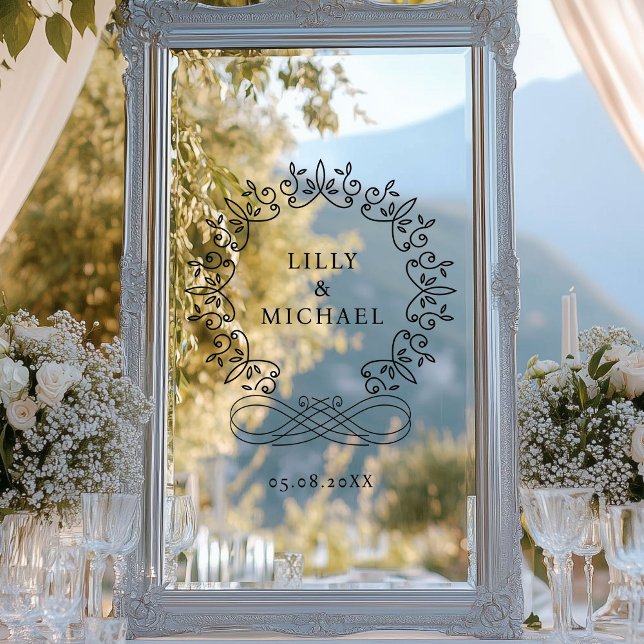 Royal, Elegant, Wedding Window Cling (Customer specific, royal, elegant, wedding, window cling with your names and date.)