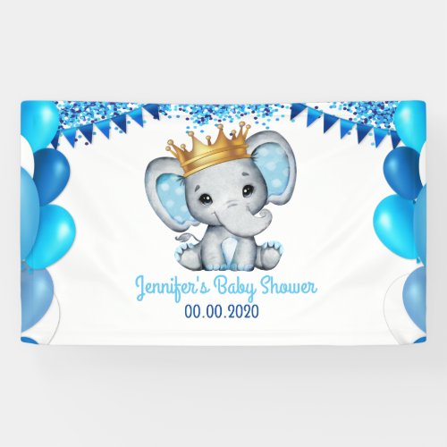 Royal Elephant with Crown Golden Banner Shower