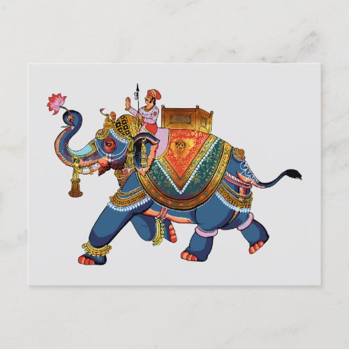 Royal Elephants Journey Indian Folkloric Design Postcard