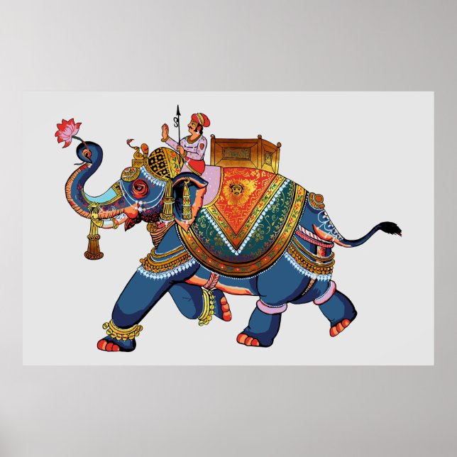 Royal Elephant's Journey: Indian Folkloric Design Poster (Front)