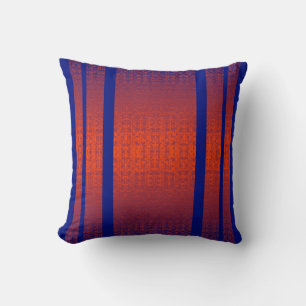 Royal Ember – Deep Blue & Burnt Orange Ornamental Throw Pillow