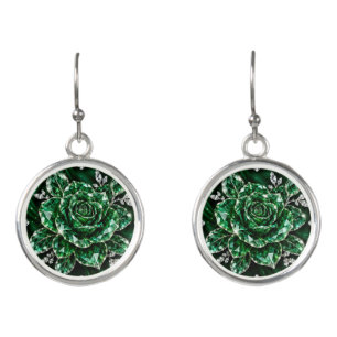 Royal Emerald Crystal Flower collection Earrings