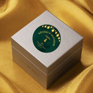 Royal Emerald Green Gold Islamic Wedding Thank You Classic Round Sticker